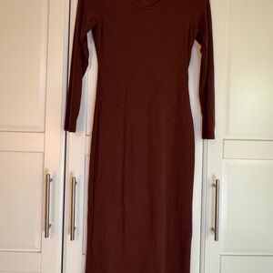 Marine Layer Rich Brown Long Sleeve Dress